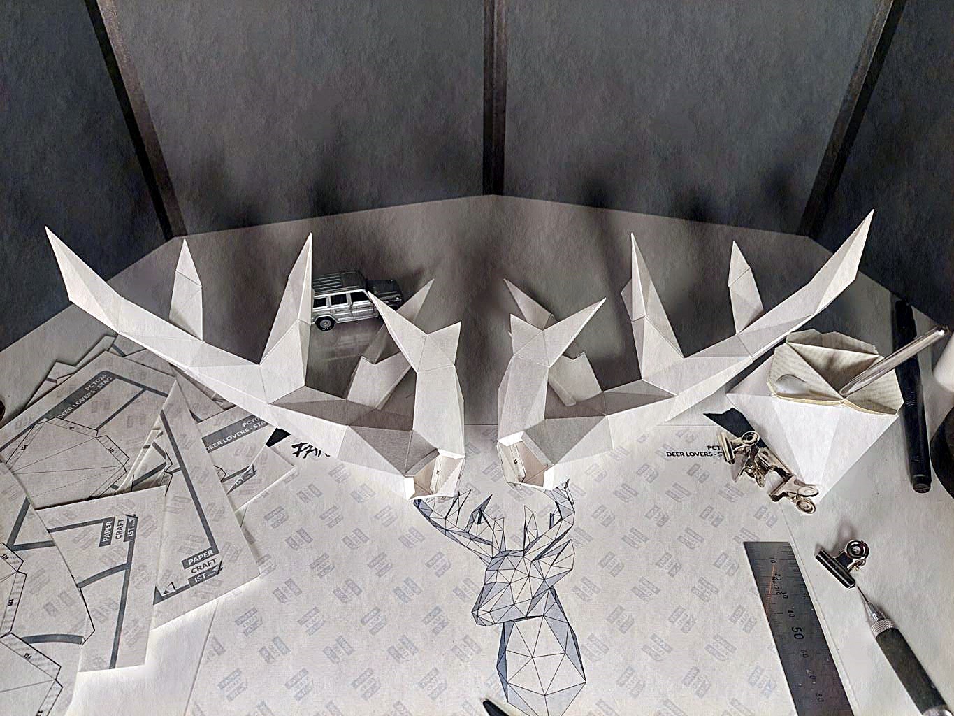 PAPERCRAFTIST PCT026 DEER LOVERS STAG PAPERCRAFT PDF TEMPLATE